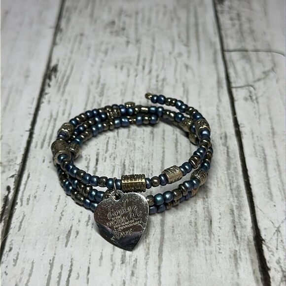 Handmade Blue Beaded Wrap Bracelet/ Wrap Bracelet for her/ Family Bracelet/ Char - Picture 2 of 7